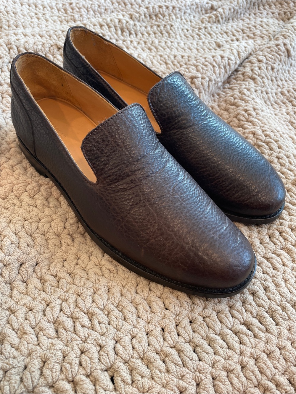 Tecovas The Monterrey Men's Brown Pebble Leather Slip-On Loafers 11D